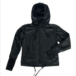 Zyia black leopard print windbreaker jacket size XS